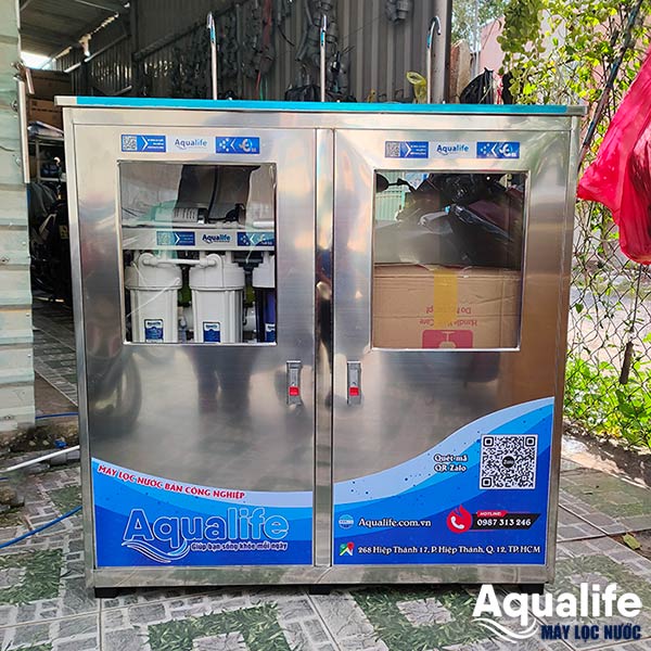 Máy lọc nước 3 vòi 30L/h tủ inox hiện đại Aqualife