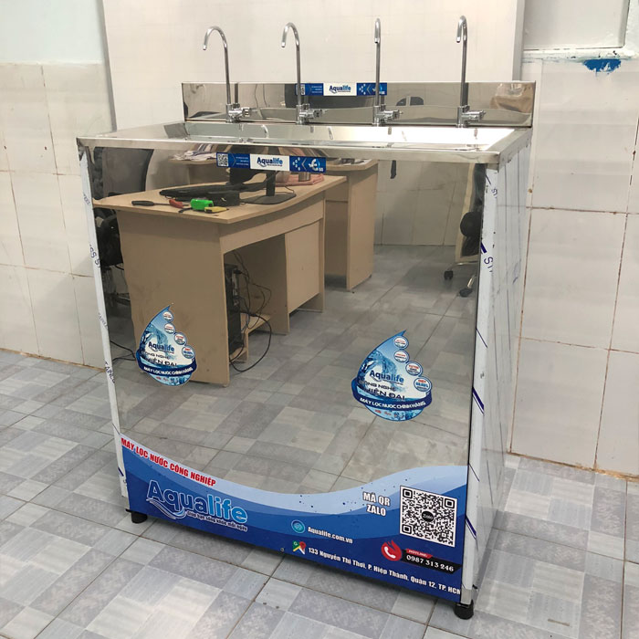Máy lọc nước bán công nghiệp 120 lít/giờ 4 vòi tủ inox 304 - Ảnh 4