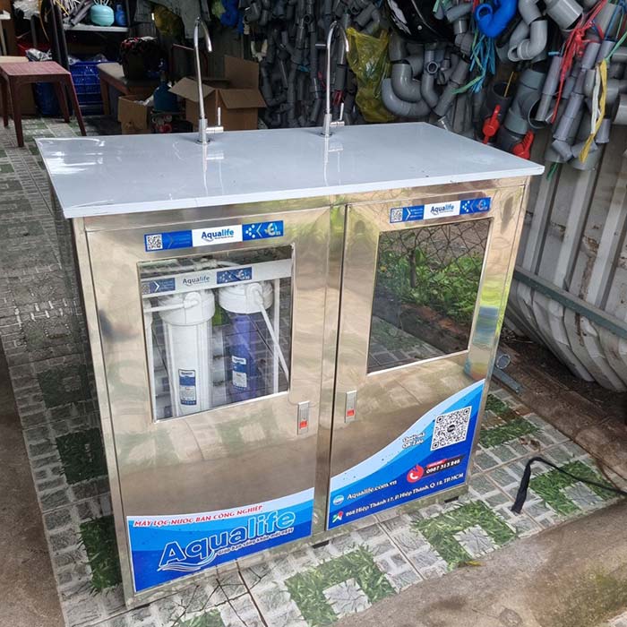 Máy lọc nước bán công nghiệp 50l/h có tủ 2 vòi Aqualife - Ảnh 4