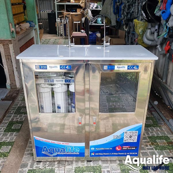 Máy lọc nước bán công nghiệp 50l/h có tủ 2 vòi Aqualife