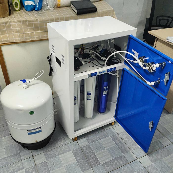 Máy lọc nước bán công nghiệp công suất 150 lít/h 1 vòi vỏ tủ thép - Ảnh 2