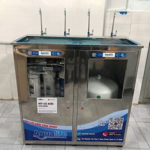 Máy lọc nước bán công nghiệp công suất 150 lít/h 4 vòi vỏ tủ inox