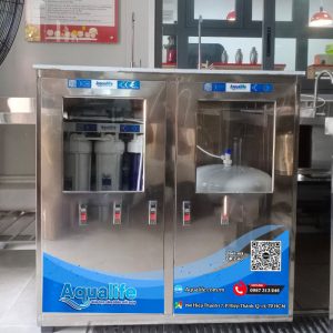 Máy lọc nước BCN 50 l/h vỏ tủ inox 2 vòi 3 màng 100G