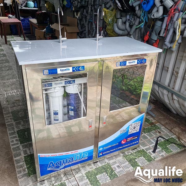 Máy lọc nước RO công nghiệp 150l/h inox 2 vòi tiện lợi