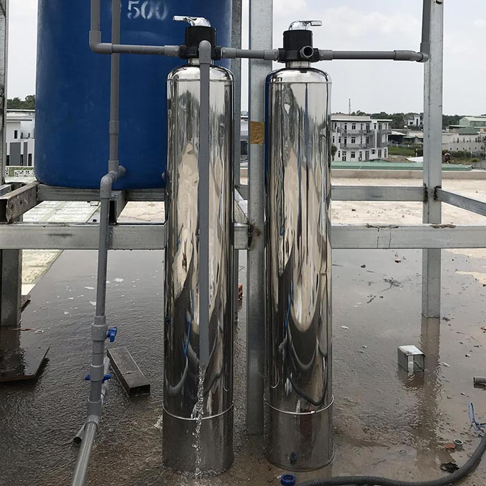 Hệ thống 2 trụ lọc inox SS304 van tay - Ảnh 3