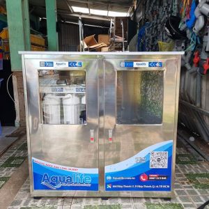 Máy lọc nước bán công nghiệp 75l/h 2 vòi tủ inox