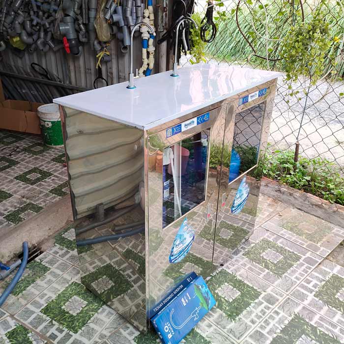 Máy lọc nước bán công nghiệp 80l/h 2 vòi tủ inox - Ảnh 4