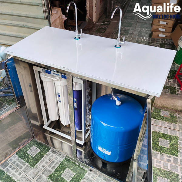 Máy lọc nước 80 lít mỗi giờ 2 vòi vỏ inox