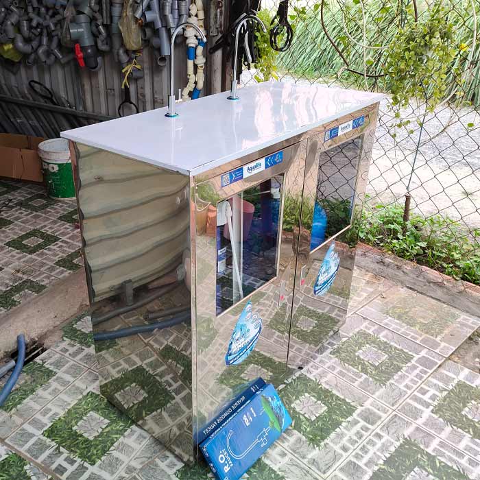 Máy lọc nước bán công nghiệp công suất 65 l/h vỏ tủ inox 2 vòi - Ảnh 3