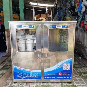 Máy lọc nước bán công nghiệp công suất 65 l/h vỏ tủ inox 2 vòi