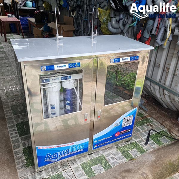 Máy lọc nước bán công nghiệp 100 lít mỗi giờ 2 vòi inox
