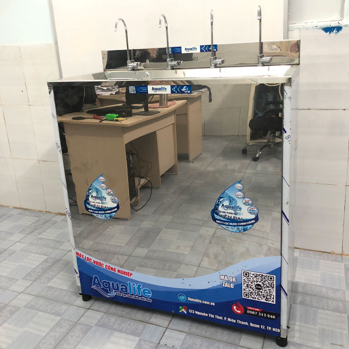Máy lọc nước BCN 100 lít/h 4 vòi tủ inox 1 cánh