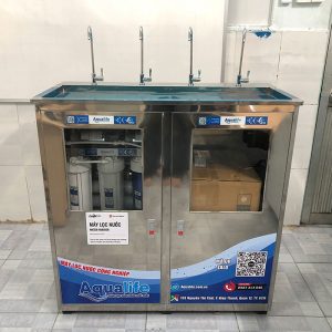 Máy lọc nước BCN 100 lít/h 4 vòi tủ inox 2 cánh