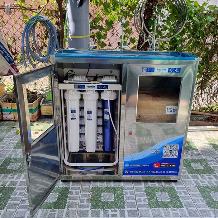 Máy lọc nước BCN 120 lít/giờ 3 vòi vỏ tủ inox 2 cánh - Ảnh 2