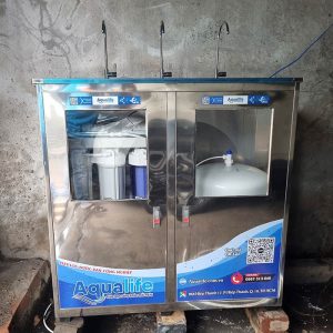 Máy lọc nước bán công nghiệp 120/h 3 vòi vỏ tủ inox