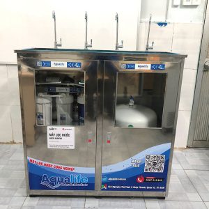 Máy lọc nước BCN công suất 60 l/h vỏ tủ inox 2 cánh 4 vòi