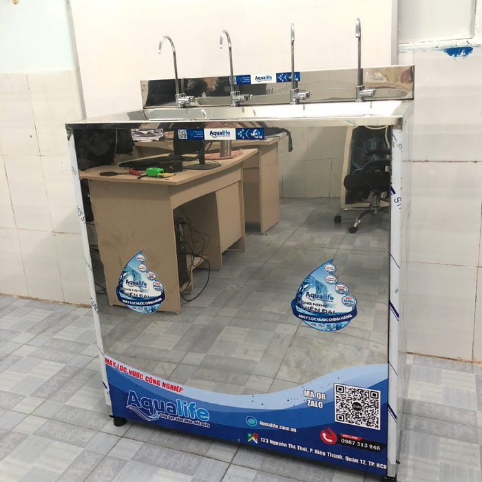 Máy lọc nước BCN công suất 65l/h 4 vòi vỏ tủ inox 1 cánh - Ảnh 4