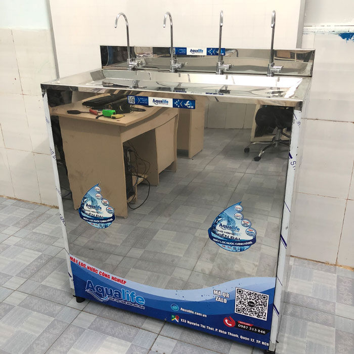 Máy lọc nước công nghiệp 80 lít/h 4 vòi tủ inox 304 - Ảnh 4