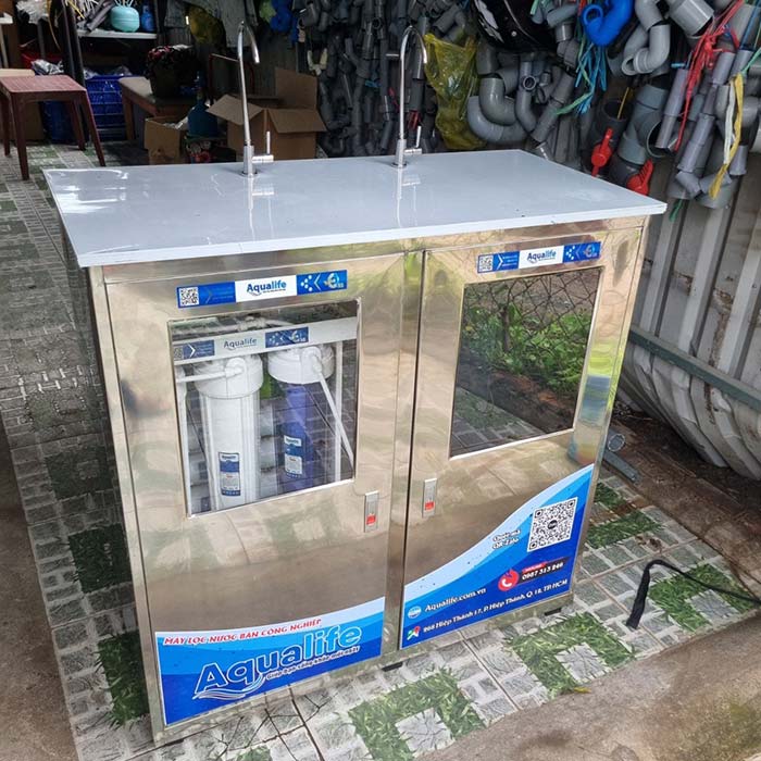 Máy lọc nước RO bán công nghiệp 60 l/h tủ inox 2 vòi - Ảnh 4