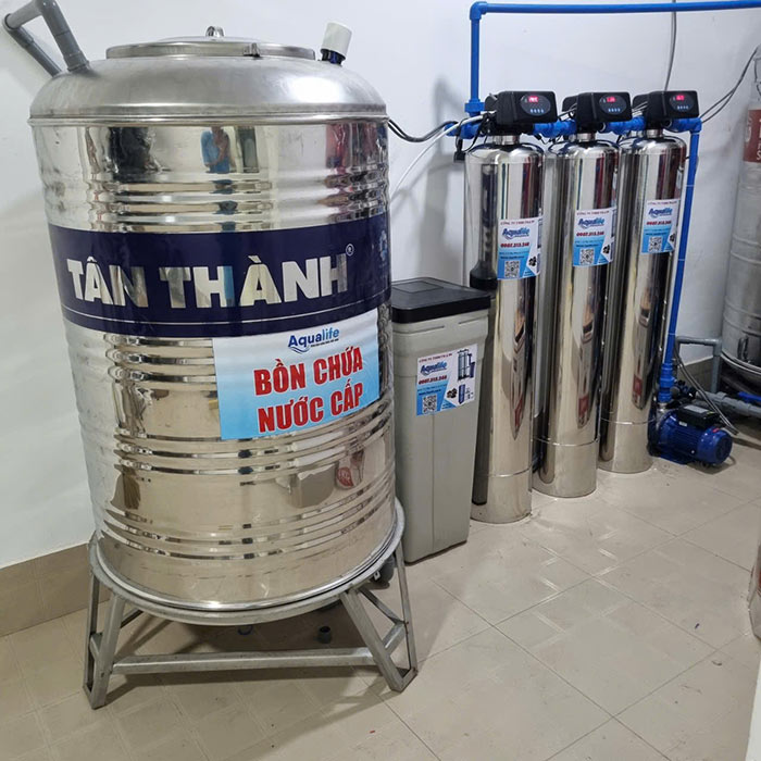 Bộ 3 trụ inox SS304 tự động lọc nước nhiễm đá vôi - Ảnh 2