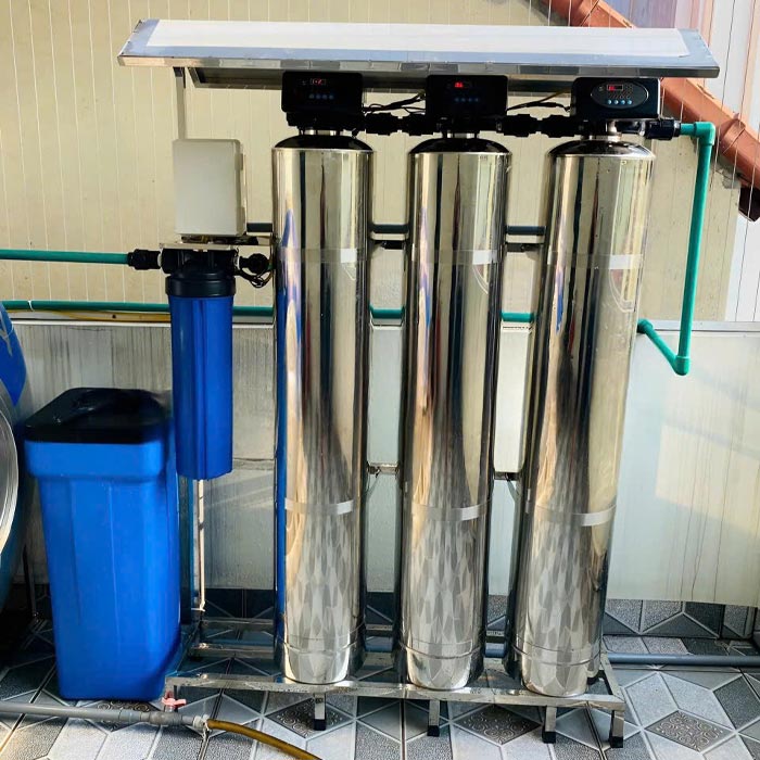 Bộ 3 trụ inox SS304 tự động lọc nước nhiễm đá vôi - Ảnh 4