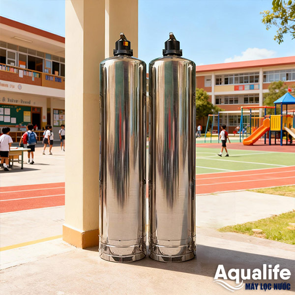 Thiết bị lọc phèn giếng khoan 2 trụ inox 304 van tay