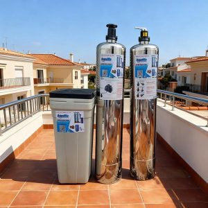 Thiết bị làm mềm nước đầu nguồn 2 trụ 1054 Inox 304 van tay
