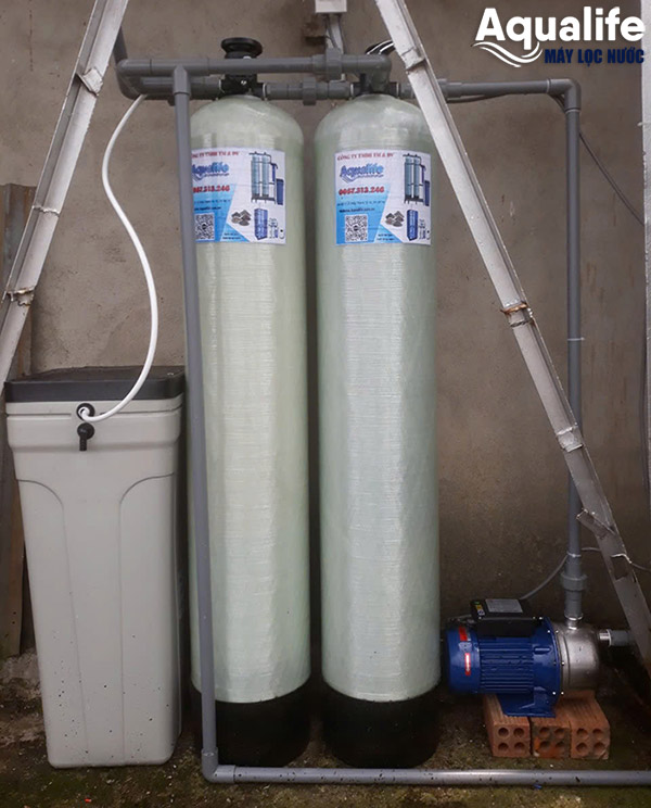 Hệ làm mềm nước sinh hoạt 2 trụ inox 304 hiệu quả