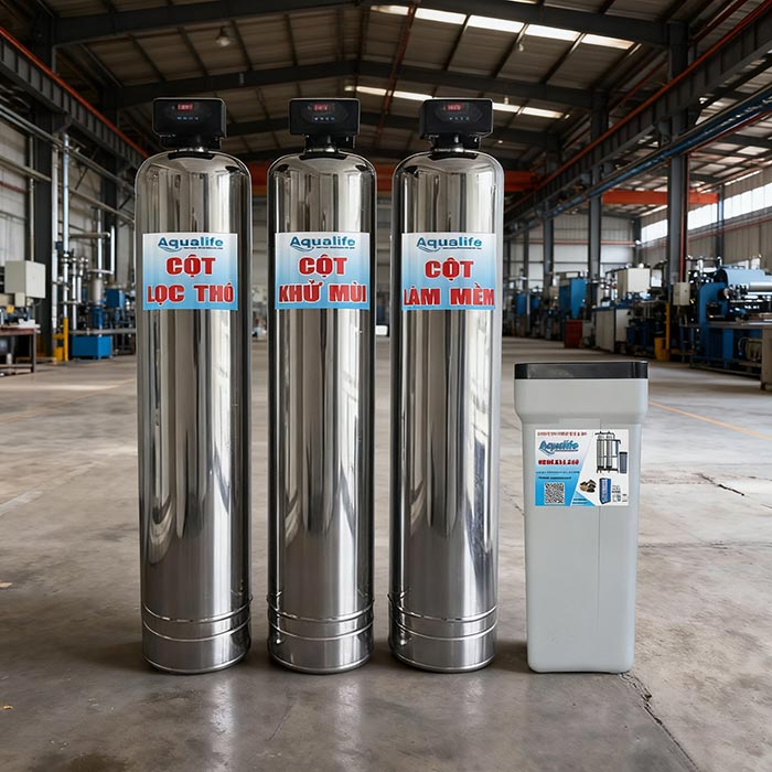 Bộ làm mềm nước cứng 3 trụ Inox SS304 (1252) tự động - Ảnh 2