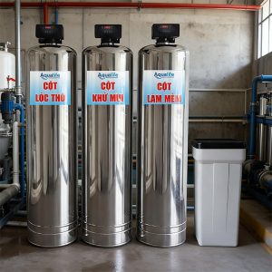 Combo 3 trụ Inox 304 model 1665 lọc nước nhiễm vôi tự động