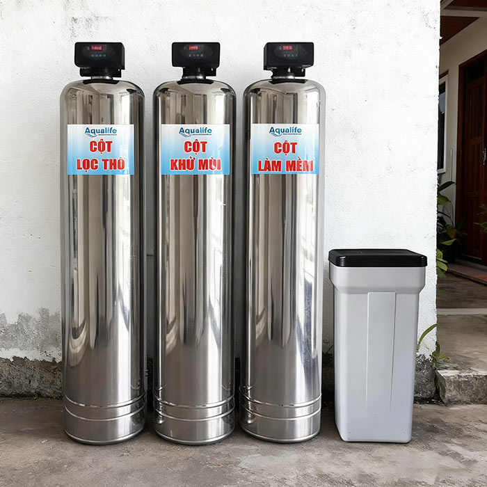 Hệ thống xử lý nước cứng 3 trụ Inox 1465 tự động - Ảnh 3