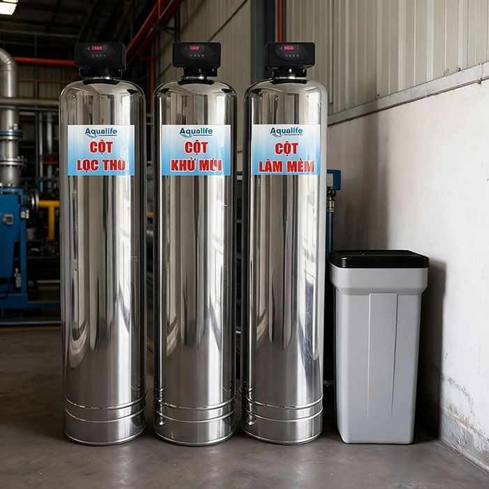 Hệ thống xử lý nước cứng 3 trụ Inox 1465 tự động - Ảnh 2