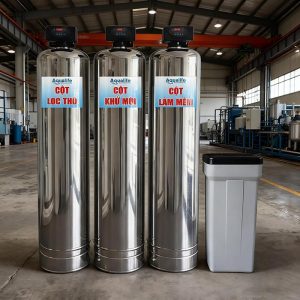 Hệ thống xử lý nước cứng 3 trụ Inox 1465 tự động